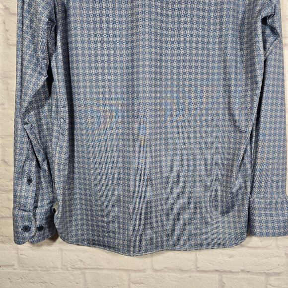 O Visconti Black Blue Performance Stretch Floral Long Sleeve Button Up Shirt S - Picture 7 of 11